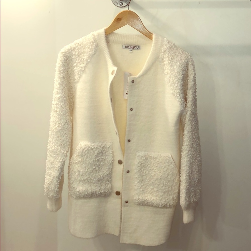 NWT Fuzzy White Joy Joy Coat
